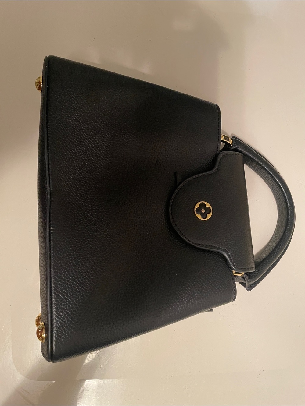 Louis Vuitton Black Top-Handle Satchel with Gold Hardware